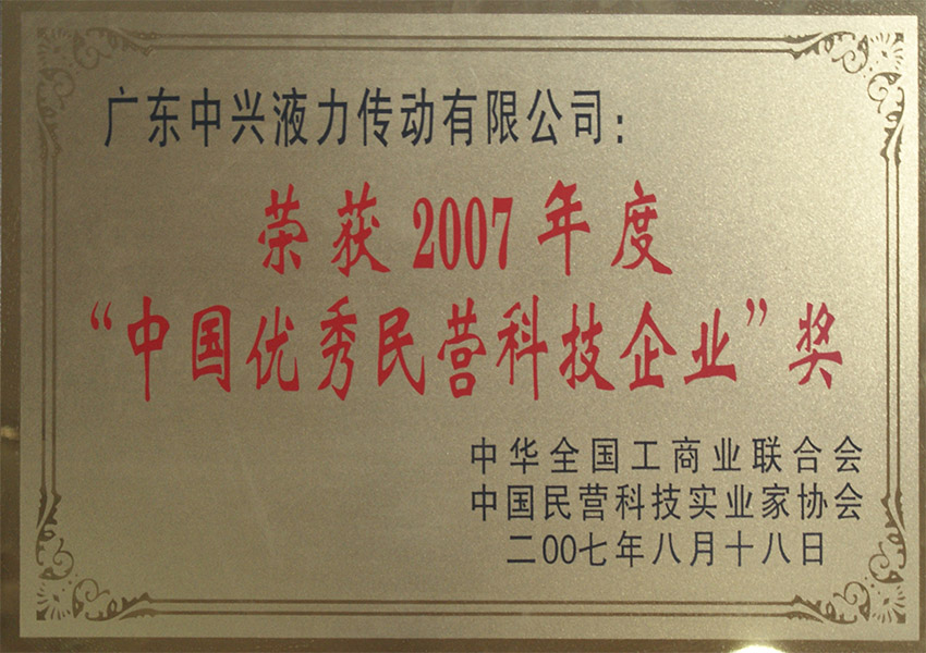 2007年中国优秀民营科技企业